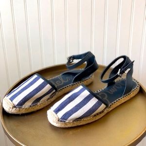 SAM EDELMAN VIVIAN NAVY STRIPE ESPADRILLE FLATS. 8